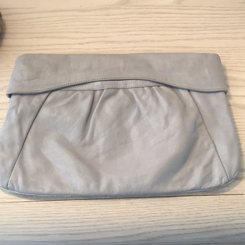 Vintage gray leather clutch